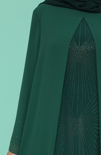 Emerald Green Hijab Evening Dress 6211-07