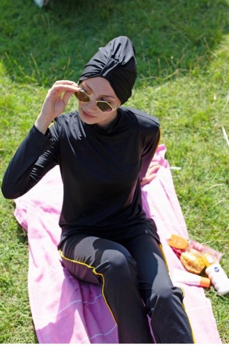 Schwarz Hijab Badeanzug 1947