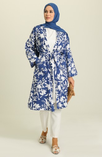 Desenli Kimono 5380-04 Lacivert