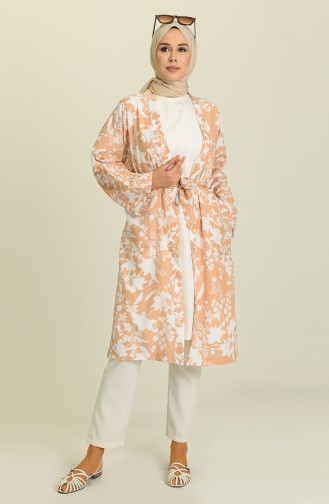 Desenli Kimono 5380-06 Bej