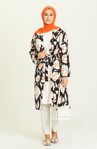 Yazlık Renkli Kimono 3287-01 Siyah