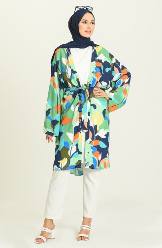 Yazlık Renkli Kimono 3287-05 Yeşil