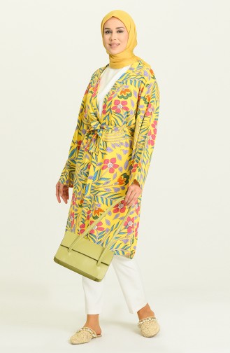 Yazlık Renkli Kimono 3287-06 Sarı