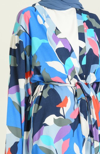 Yazlık Renkli Kimono 3287-08 Mavi