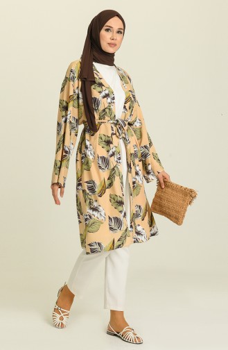 Yazlık Renkli Kimono 3287-09 Vizon