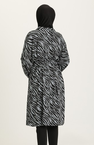 Zebra Desenli Kimono 3287-14 Siyah Gri