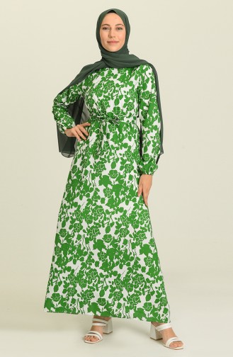 Emerald Green Hijab Dress 9077-02