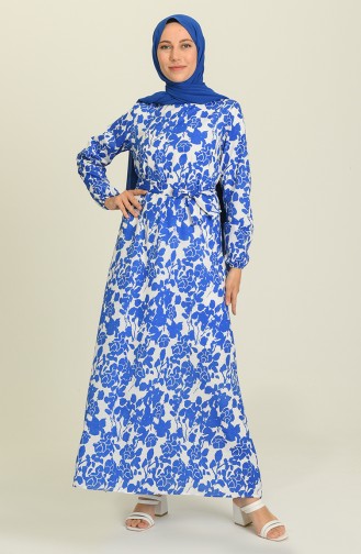 Saks-Blau Hijab Kleider 9077-04
