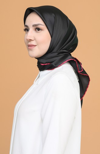 Renkli Biyeli Düz Eşarp 15275-03 Fuşya