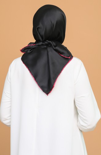 Renkli Biyeli Düz Eşarp 15275-03 Fuşya