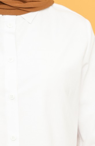 Düğmeli Gömlek 2150-01 Beyaz