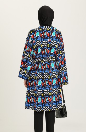 Yazlık Renkli Kimono 3287-10 Siyah Saks