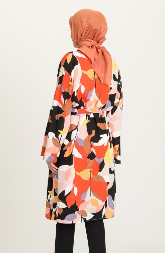 Yazlık Renkli Kimono 3287-11 Siyah Vizon