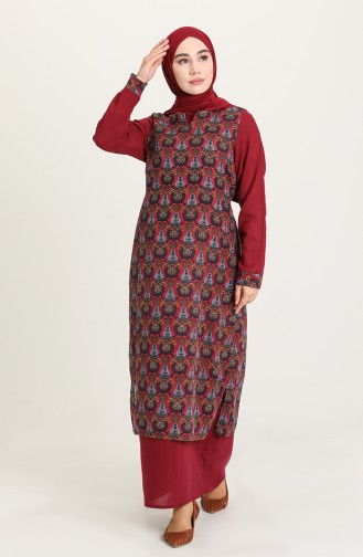 Claret Red Hijab Dress 1010-02