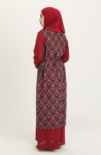 Claret Red Hijab Dress 1010-02