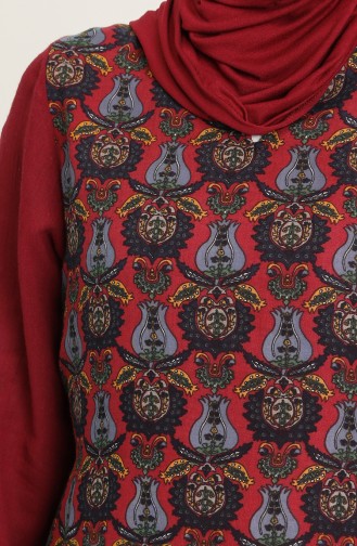 Claret Red Hijab Dress 1010-02
