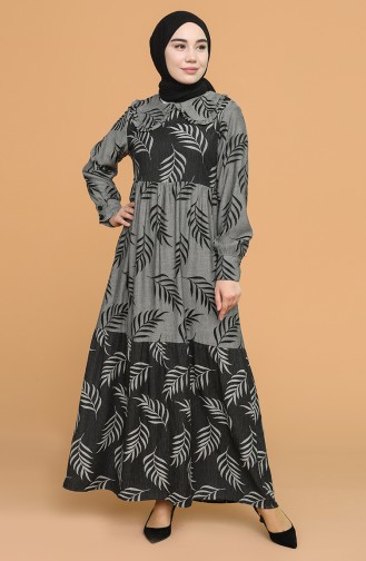 Grau Hijab Kleider 21Y8379-05