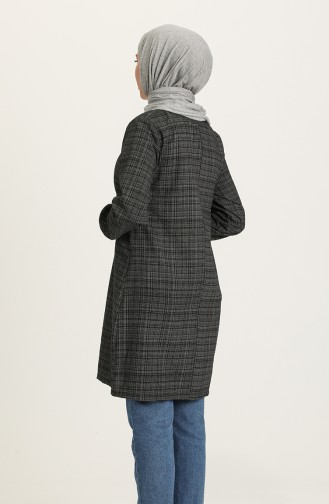 Çizgili Düğmeli Tunik 5373-04 Siyah