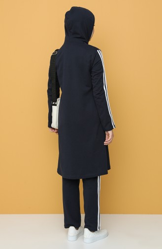 Zippered Tracksuit Set 1018-04 Navy Blue 1018-04