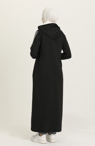 Front Zippered Hooded Sports Abaya 0008-03 Black 0008-03