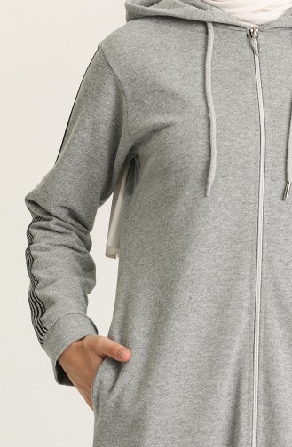 Kapüşonlu Spor Ferace 0008-05 Gri