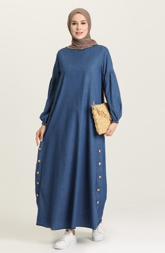 Dunkelblau Hijab Kleider 1001-01