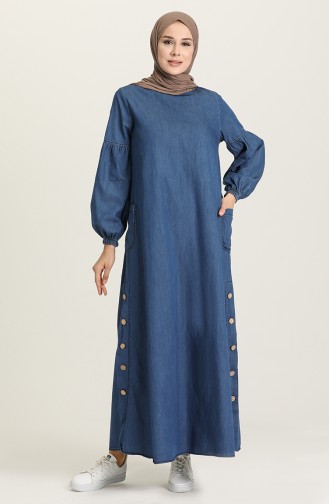Dunkelblau Hijab Kleider 1001-01