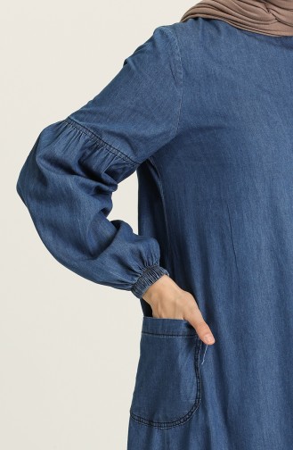 Dunkelblau Hijab Kleider 1001-01