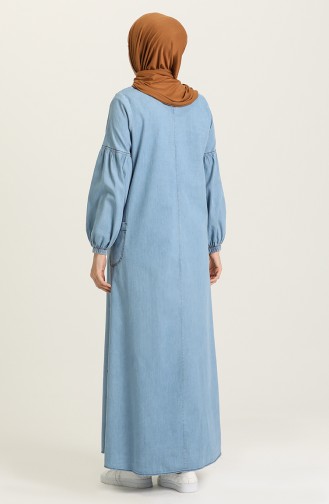 Hellblau Hijab Kleider 1001-02