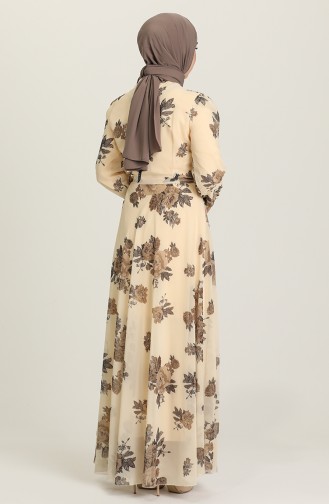 فستان بني مائل للرمادي 14725-01