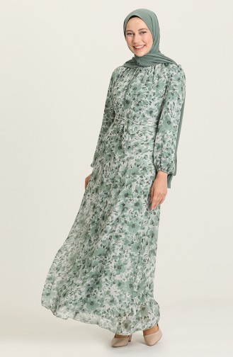 Mint Green Hijab Dress 7102-01