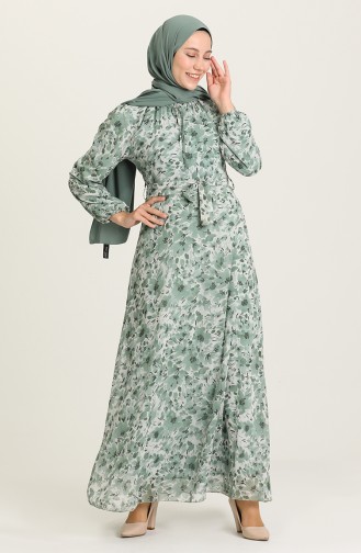 Mint Green Hijab Dress 7102-01