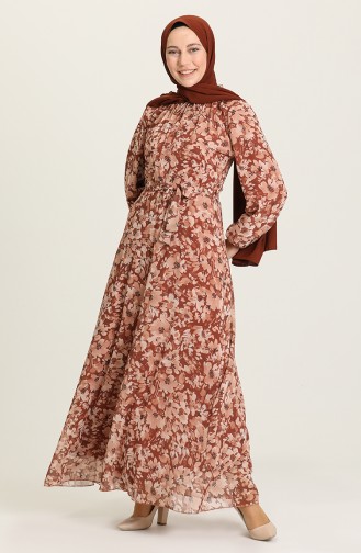 Tan Hijab Dress 7102-02