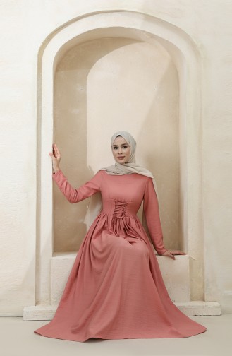 Beige-Rose Hijab Kleider 8349-05