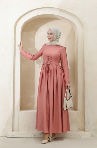 Beige-Rose Hijab Kleider 8349-05