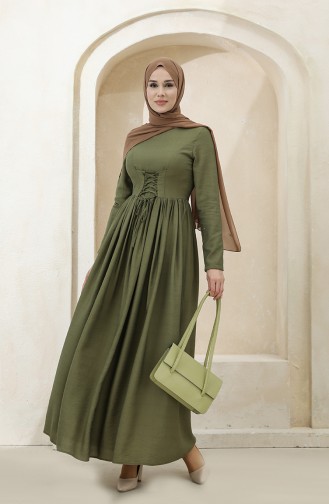 Khaki Hijab Dress 8349-06