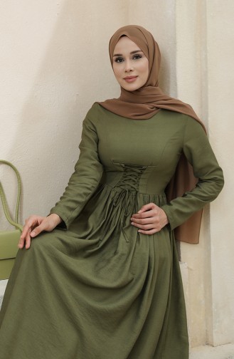 Khaki Hijab Kleider 228349-03