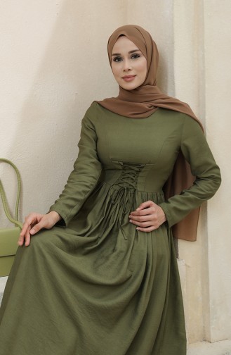 Khaki Hijab Dress 228349-03