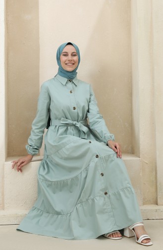 Green Almond Hijab Dress 1425-04