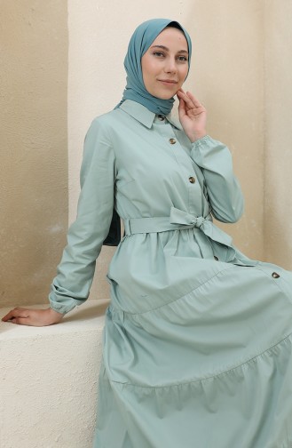 Green Almond Hijab Dress 1425-04