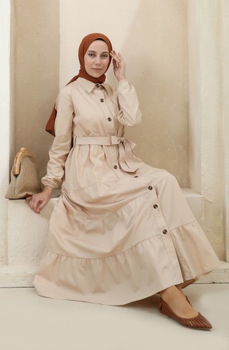 Beige Hijab Dress 1425-06
