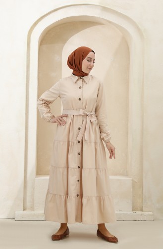 Beige Hijab Dress 1425-06
