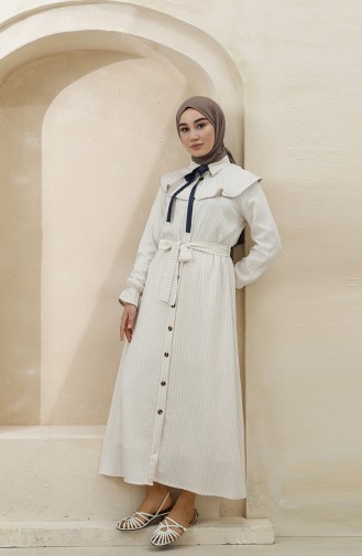 Beige Hijab Kleider 4340C-01