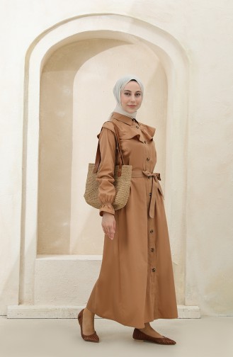 Milk Coffee Hijab Dress 4340D-02