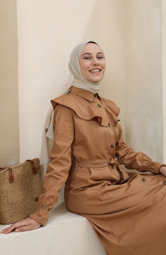 Milk Coffee Hijab Dress 4340D-02