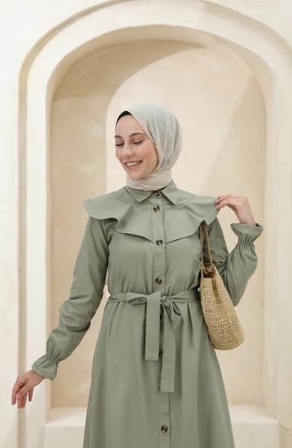 Khaki Hijab Dress 4340D-03