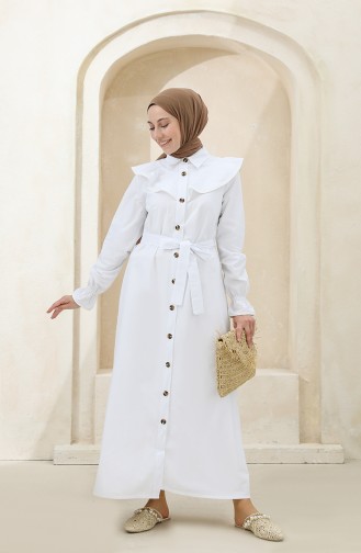 Allerli Düğmeli Elbise 4340D-04 Beyaz
