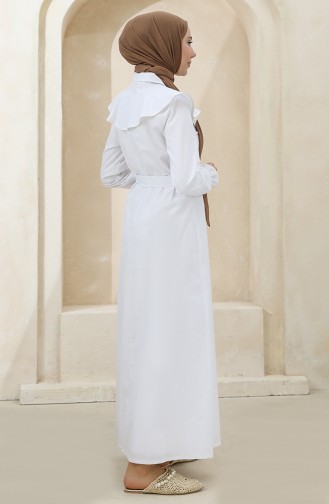 Allerli Düğmeli Elbise 4340D-04 Beyaz