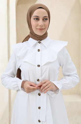 White Hijab Dress 4340D-04