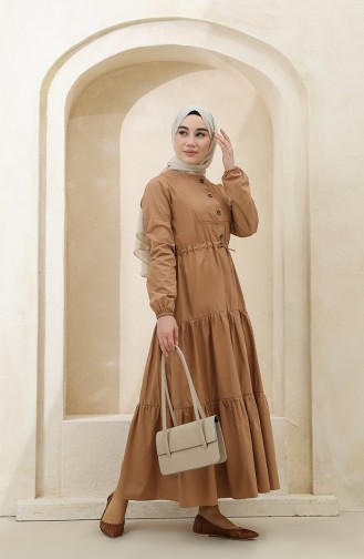 Milk Coffee Hijab Dress 4345-01